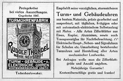 eine Werbeschrift f�r Turmuhren